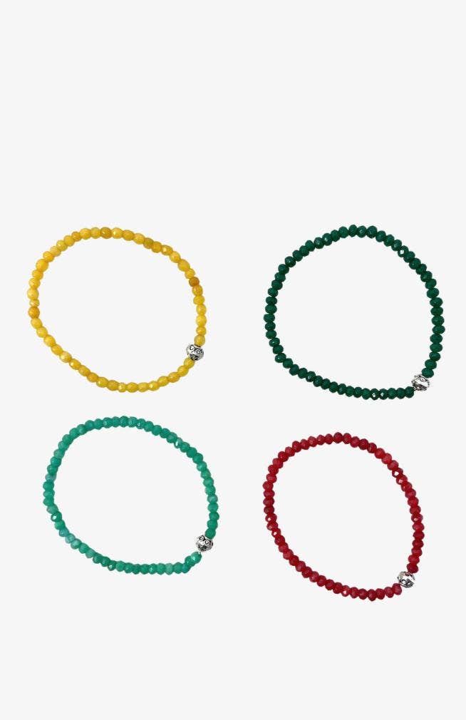 Semi-Precious Cut-Stone Bead Bracelet