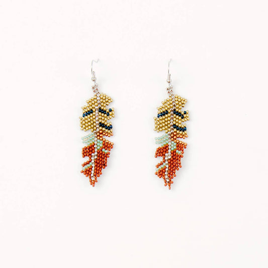 Beaded Feather Earrings
