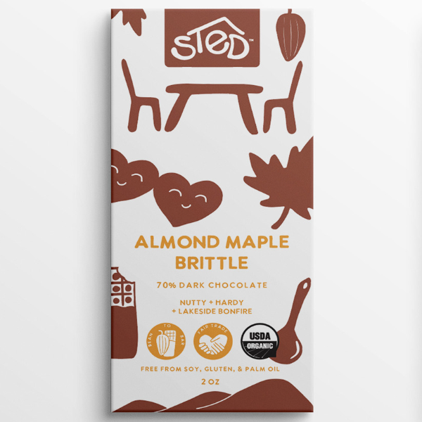Almond Maple Brittle 70% Dark Chocolate Bar