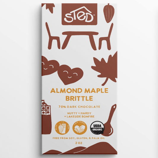 Almond Maple Brittle 70% Dark Chocolate Bar