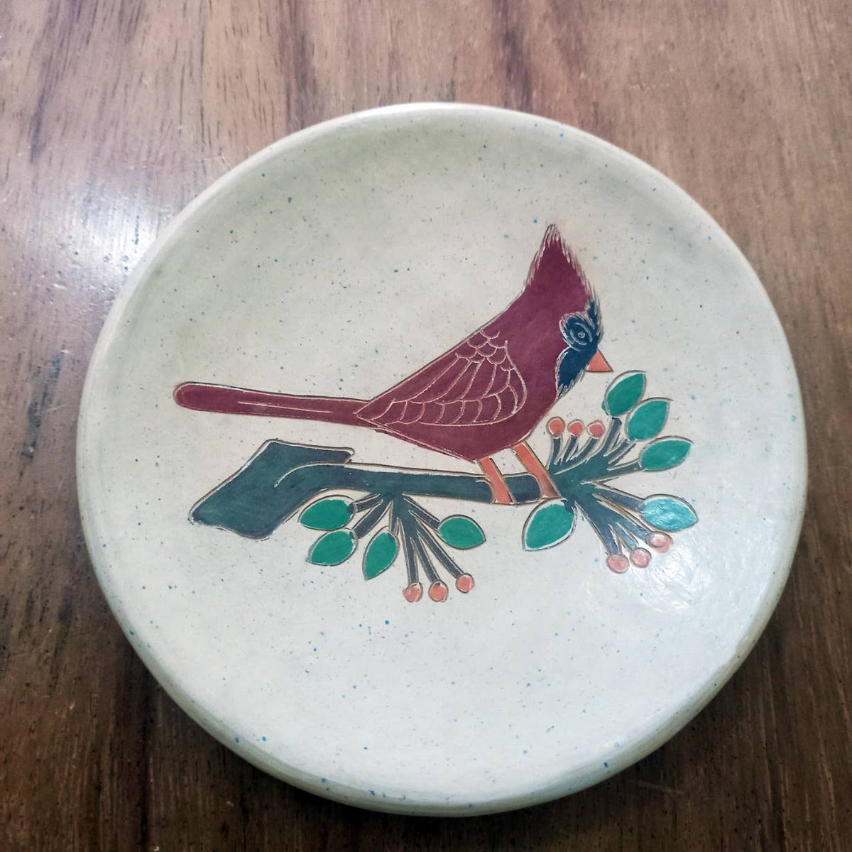 Winter Cardinal Ceramic Dish