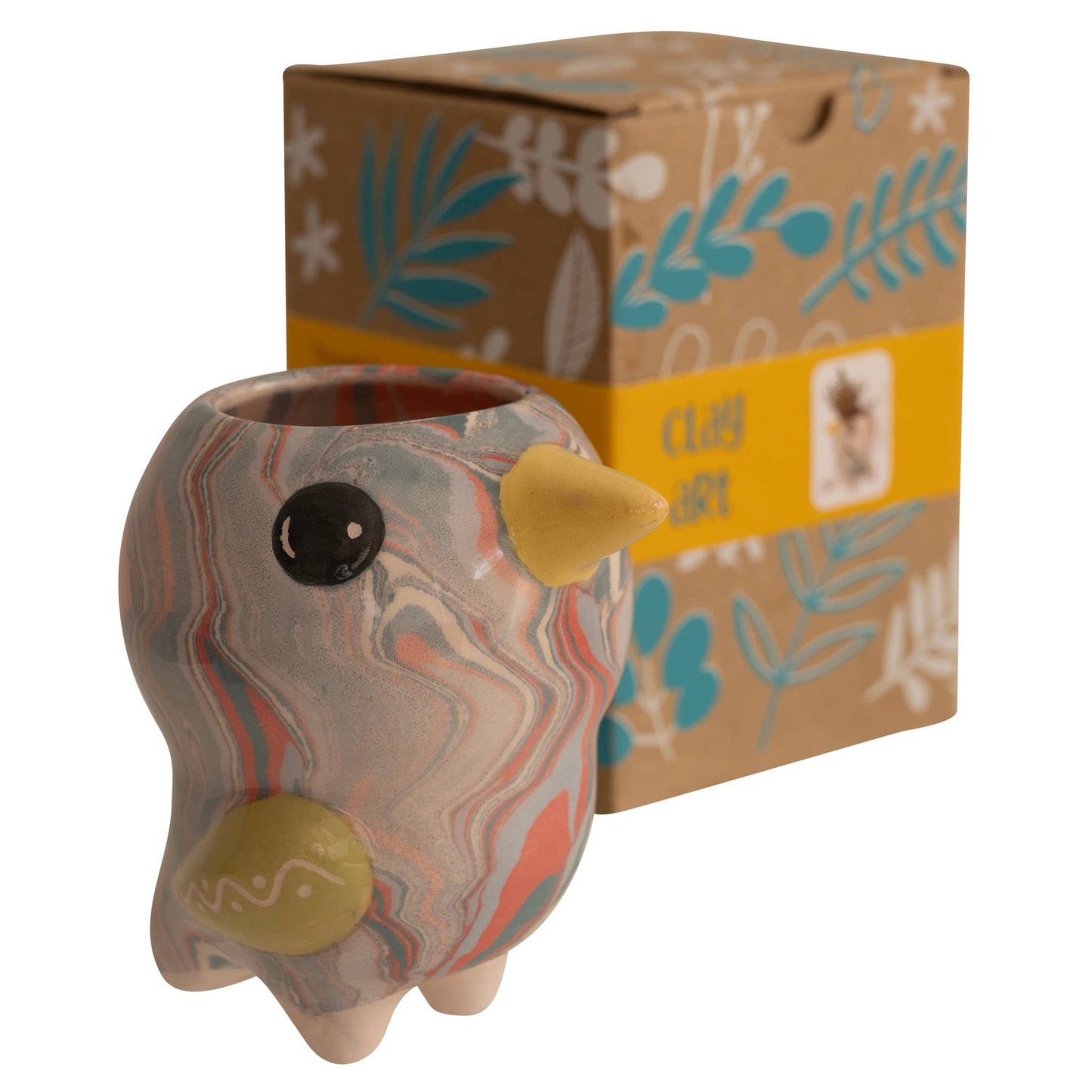 Marble Glazed Ceramic Plant Pot - Bird/Pio