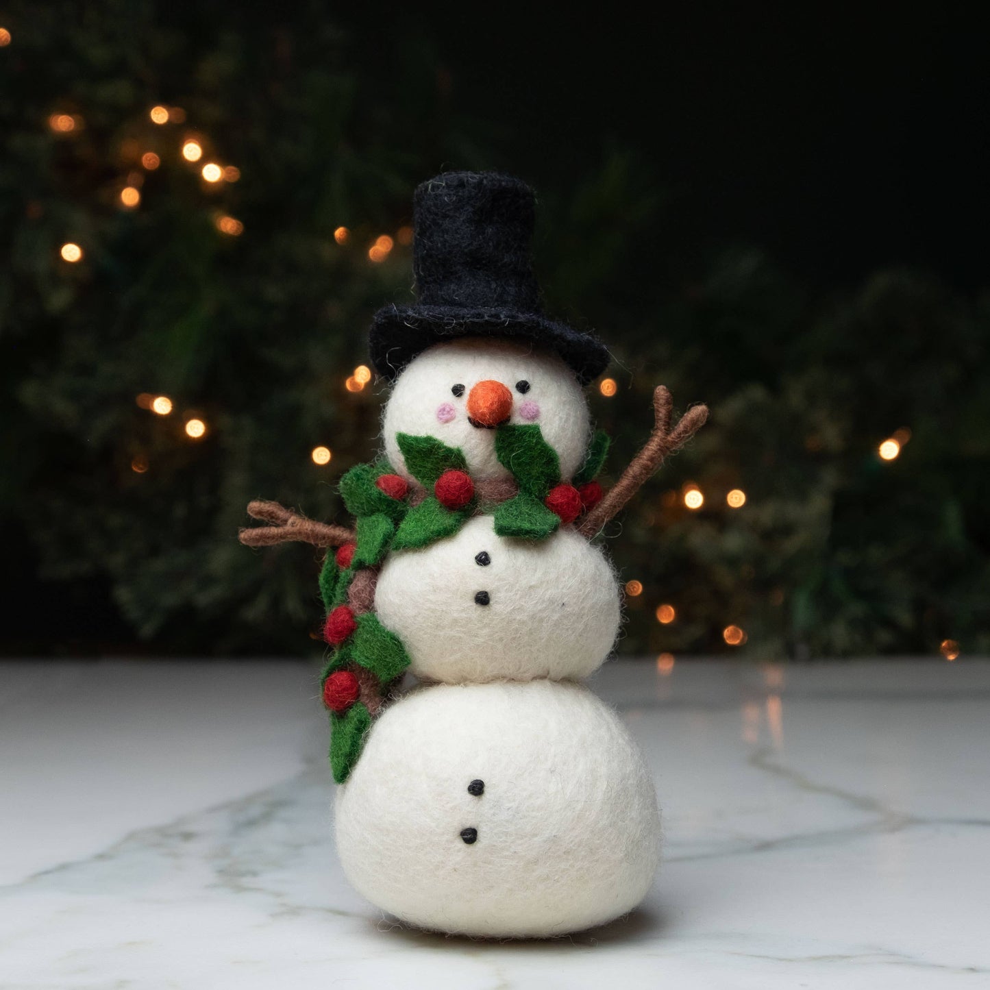 Felt Snowman - Holly Scarf