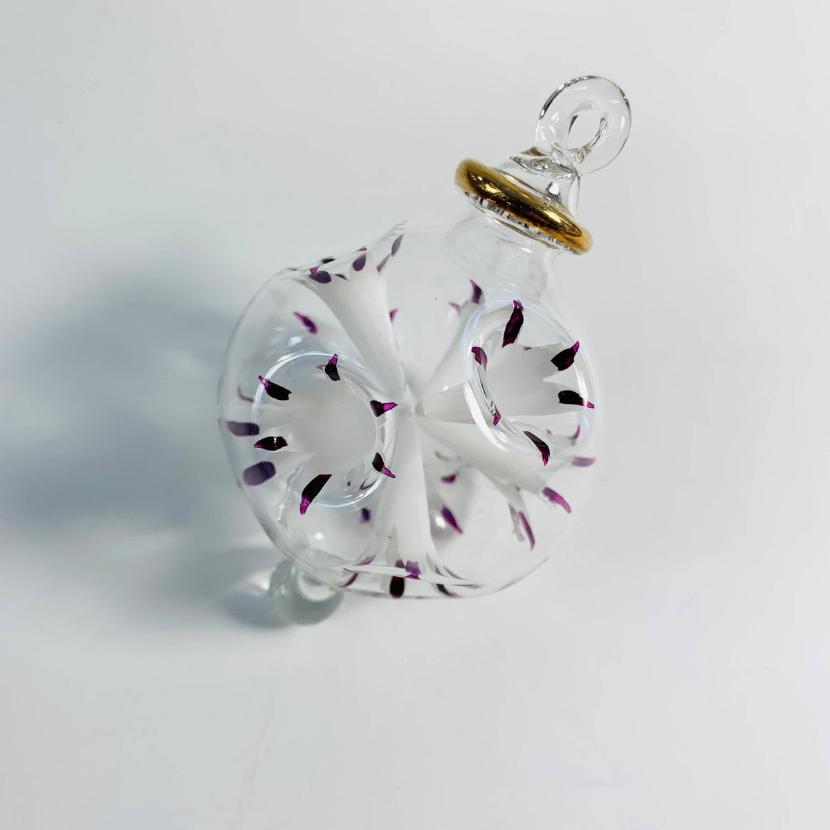 Blown Glass Small Ornament - Blossoms White