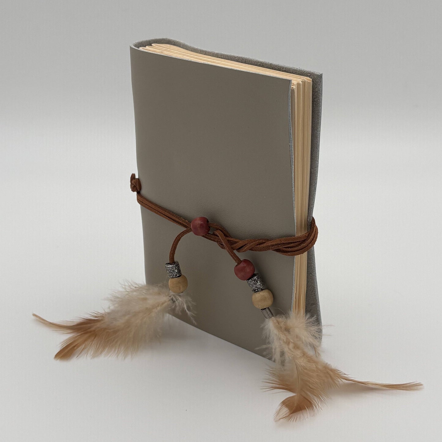Leather Journal - Gray/Feathers