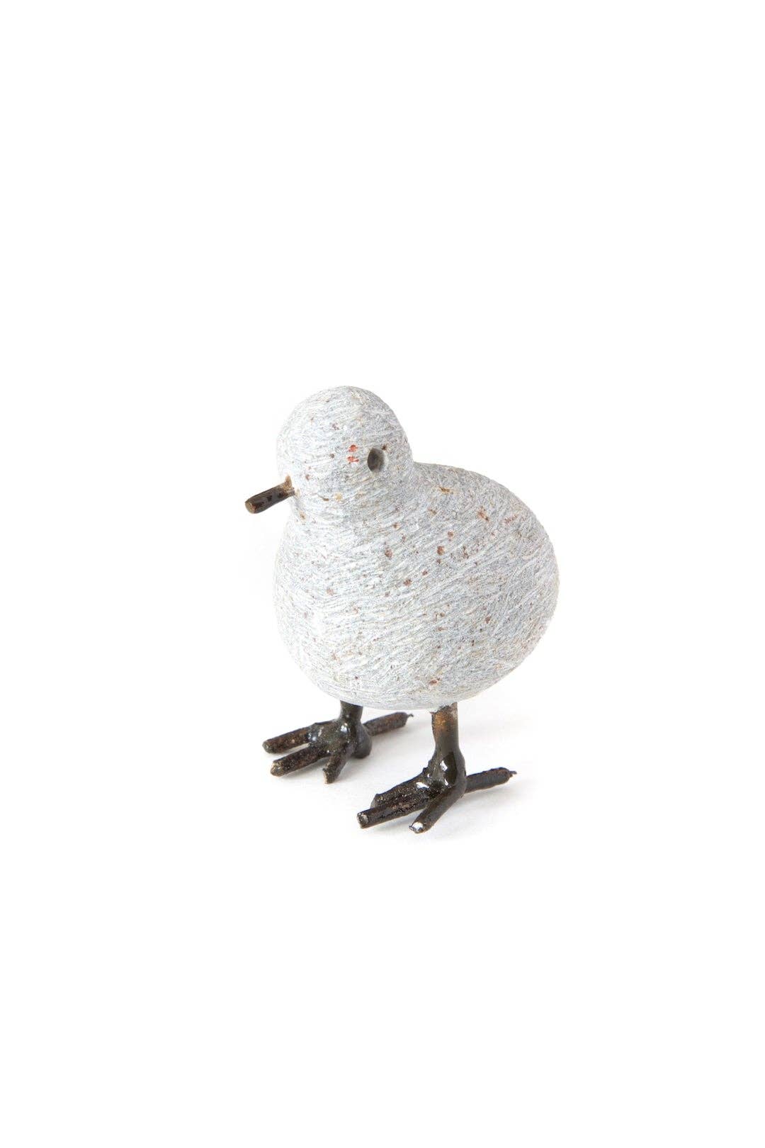 Tiny Stone and Recycled Metal Chickadee Bird Sculpture
