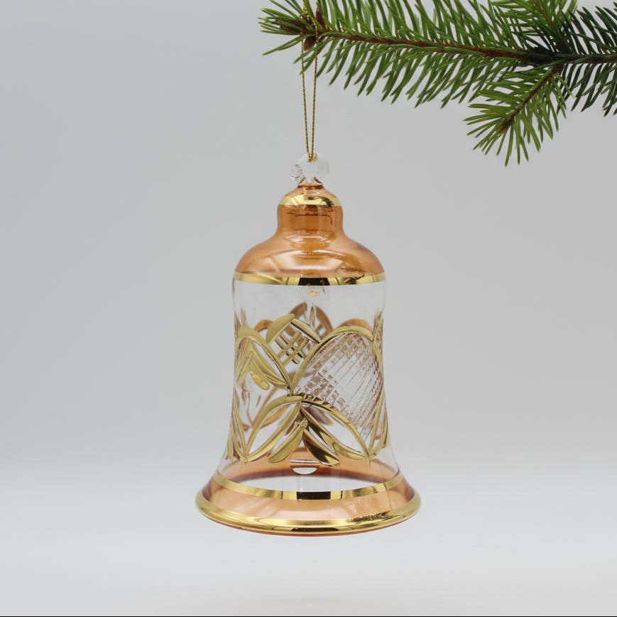Blown Glass Ornament - Engraved Bell