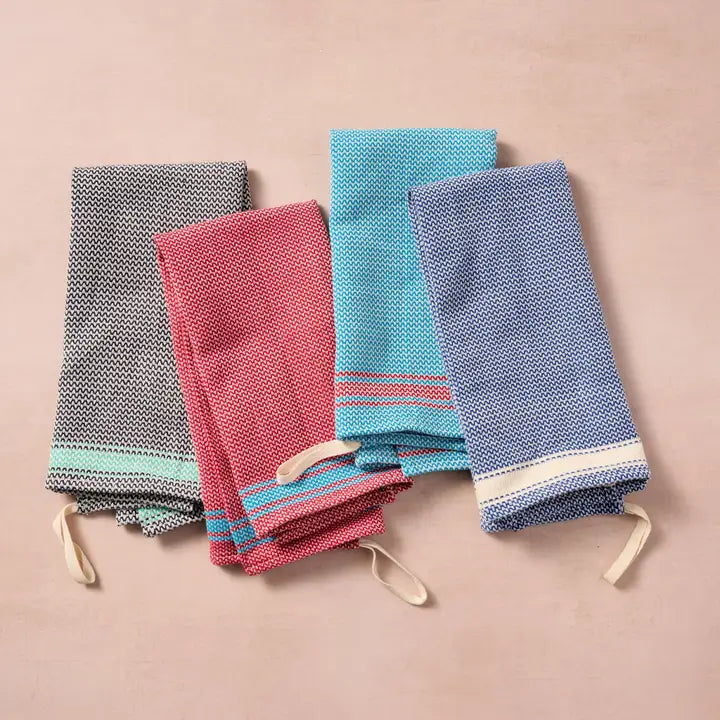 Matbakh Cotton Tea Towel - Blue w/ Tan
