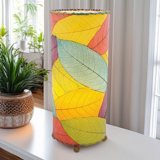 Cocoa Leaf Cylinder Table Lamp - Multi