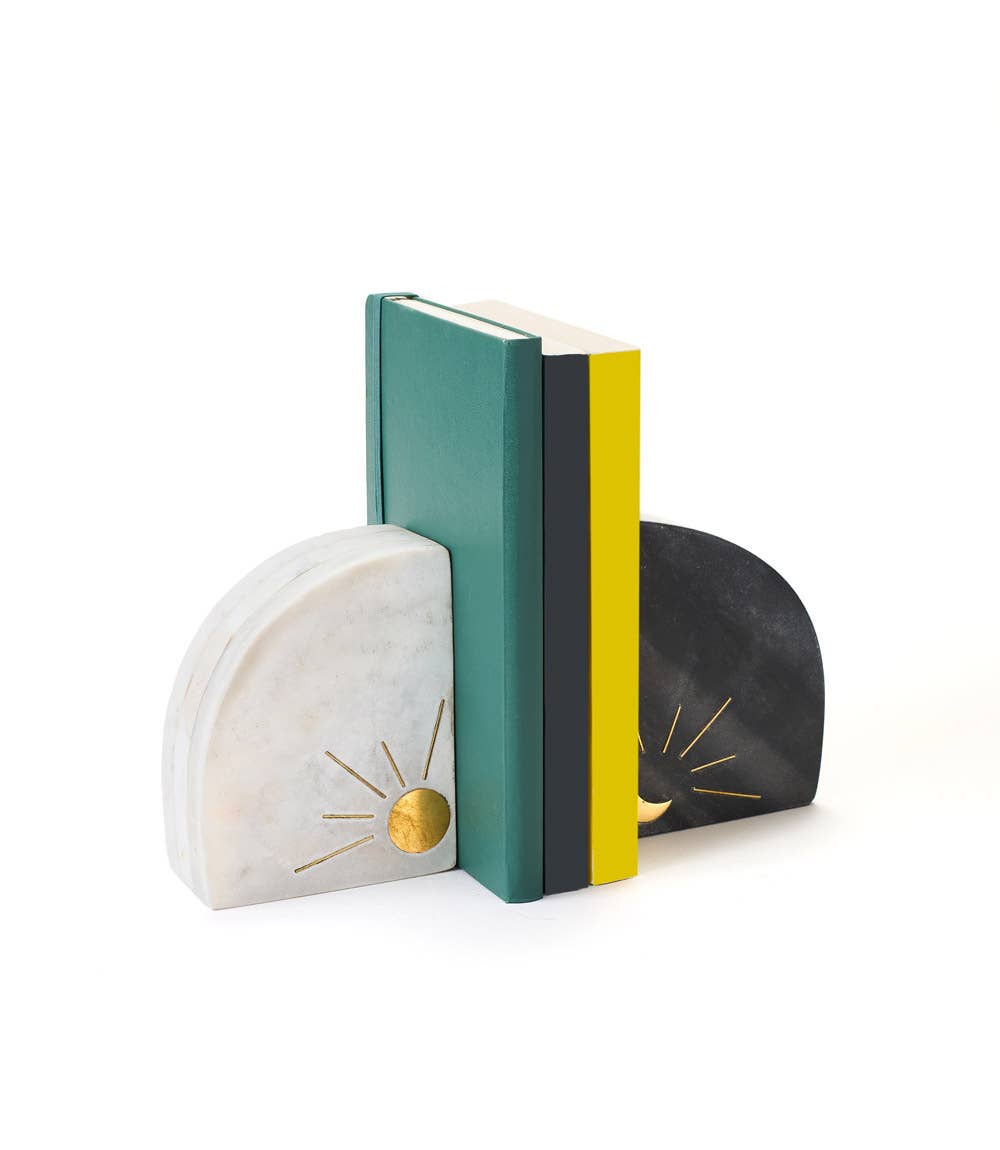 Indukala Sun and Moon Marble Bookends