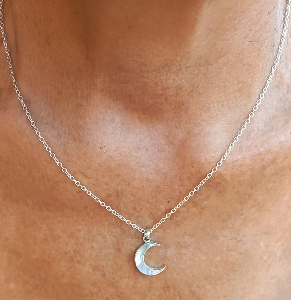 Mother-of-Pearl Moon Necklace - Sterling Silver