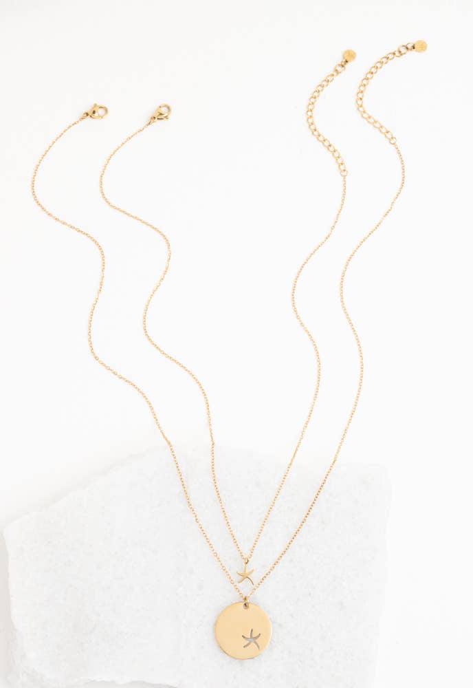 Community Gold Starfish Pendant Necklace Set