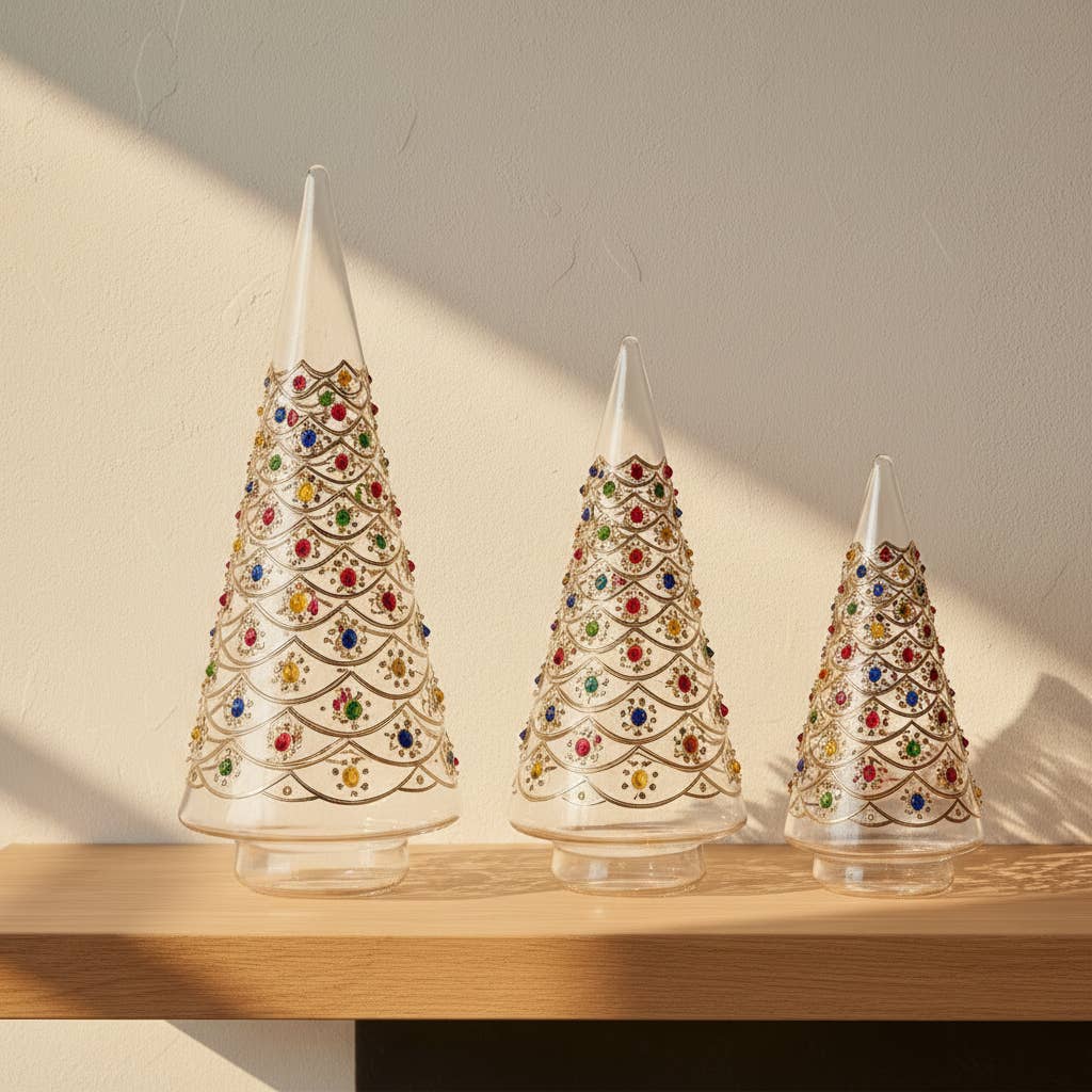 Blown Glass Tabletop Tree - Cone Dancing Flowers