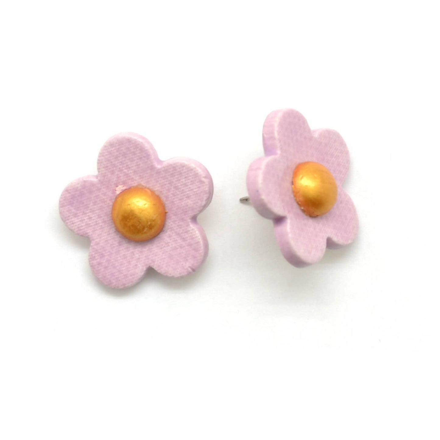 Ceramic Golden Flower Stud Earrings - Assorted