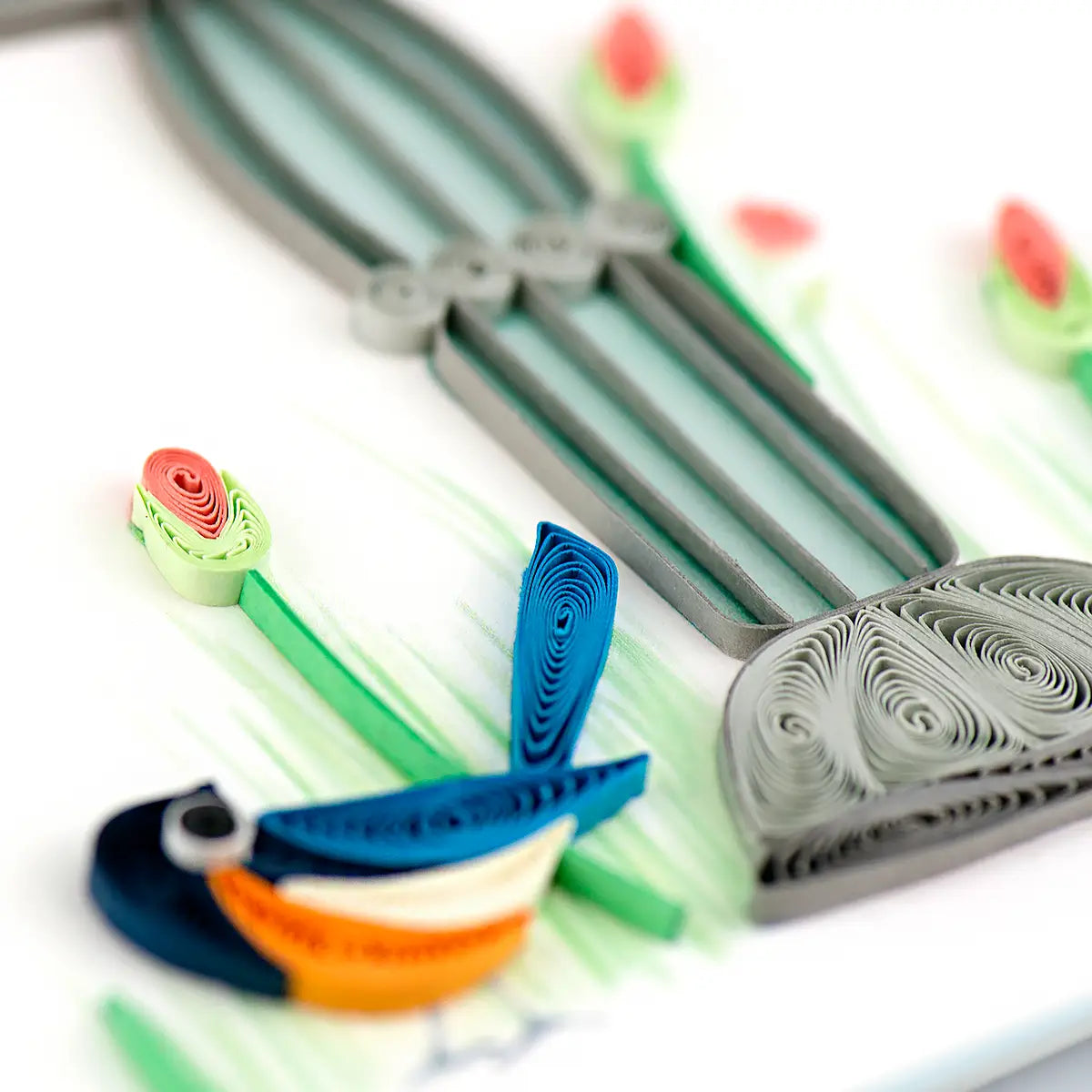 Quilled Bird Bath Greeting Card