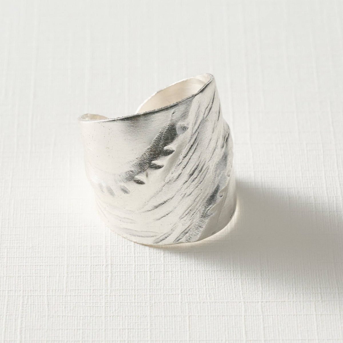 Chauda Silver Hammered Brass Ring
