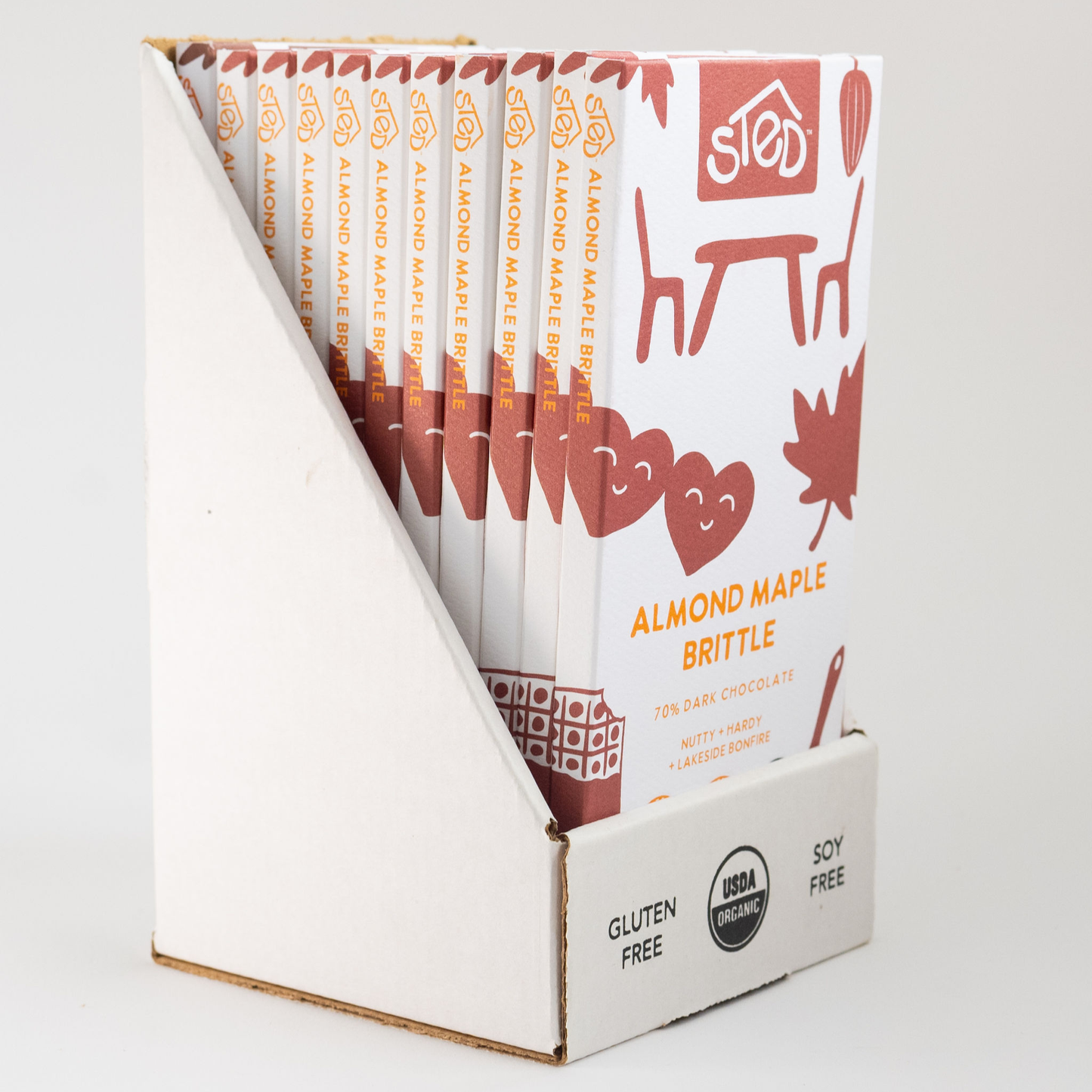 Almond Maple Brittle 70% Dark Chocolate Bar