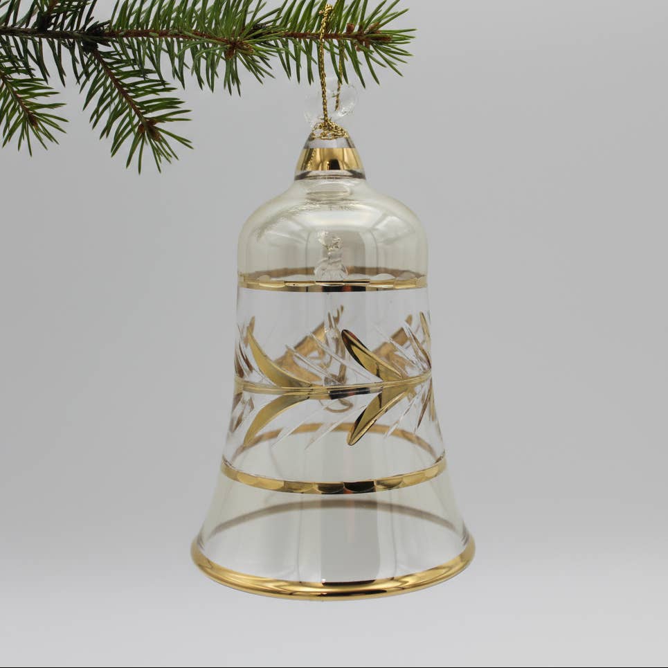 Blown Glass Ornament - Engraved Bell