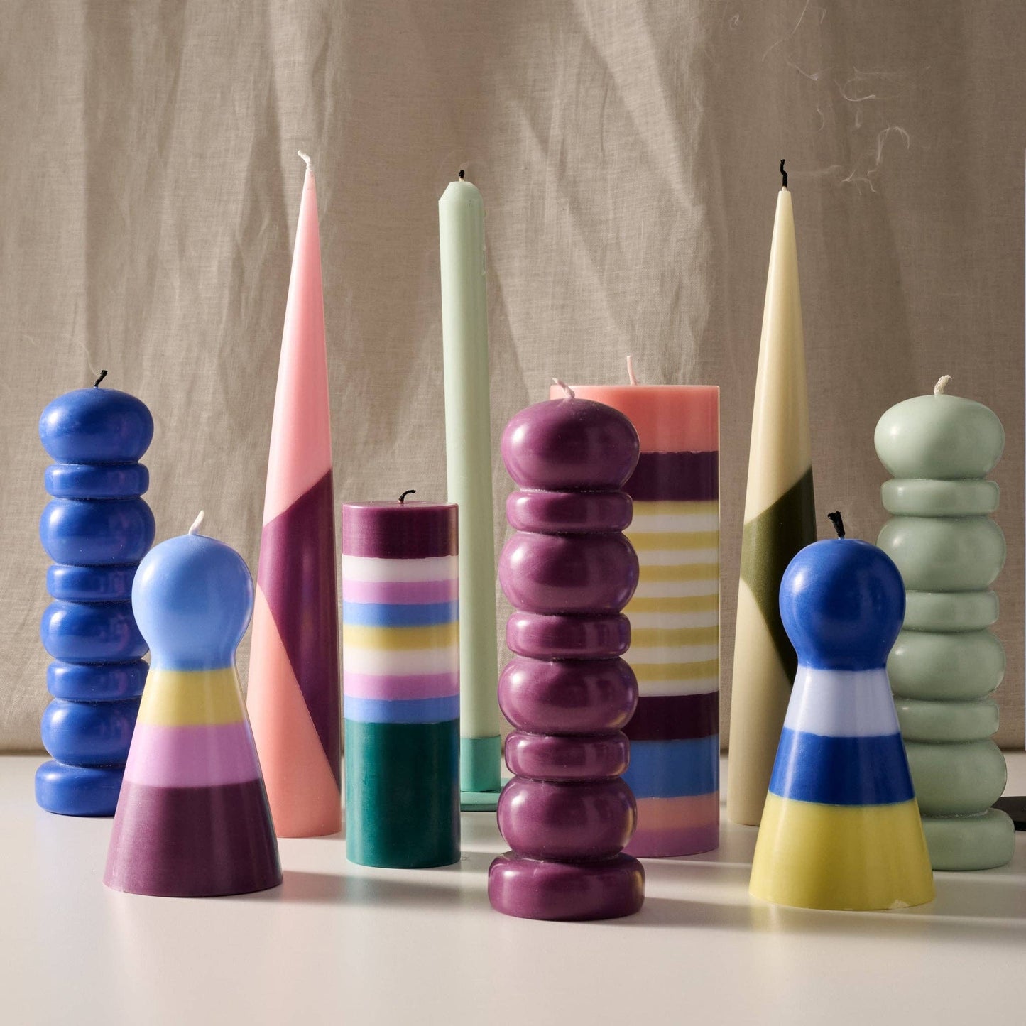 Esuk Berry Striped Palm Wax Cone Candle