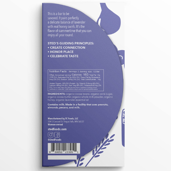 Honey Lavender Dark Milk Chocolate Bar