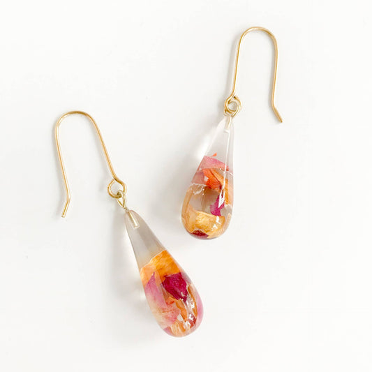 Botanical Teardrop Rose Petal Earrings