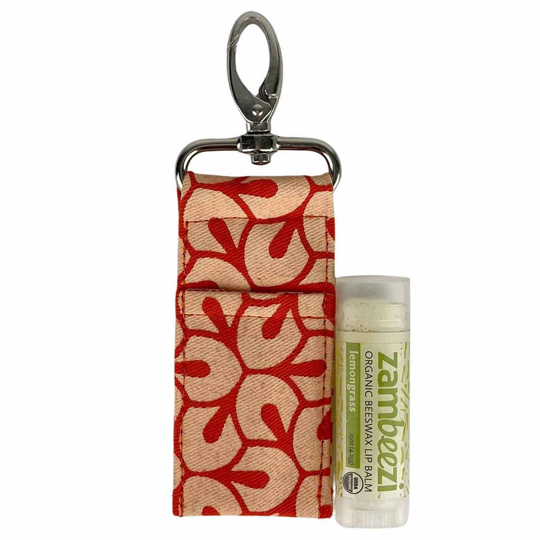 Lip Balm Bag - Lip Balm Holder - Lip Balm Clip -  Leaf Print