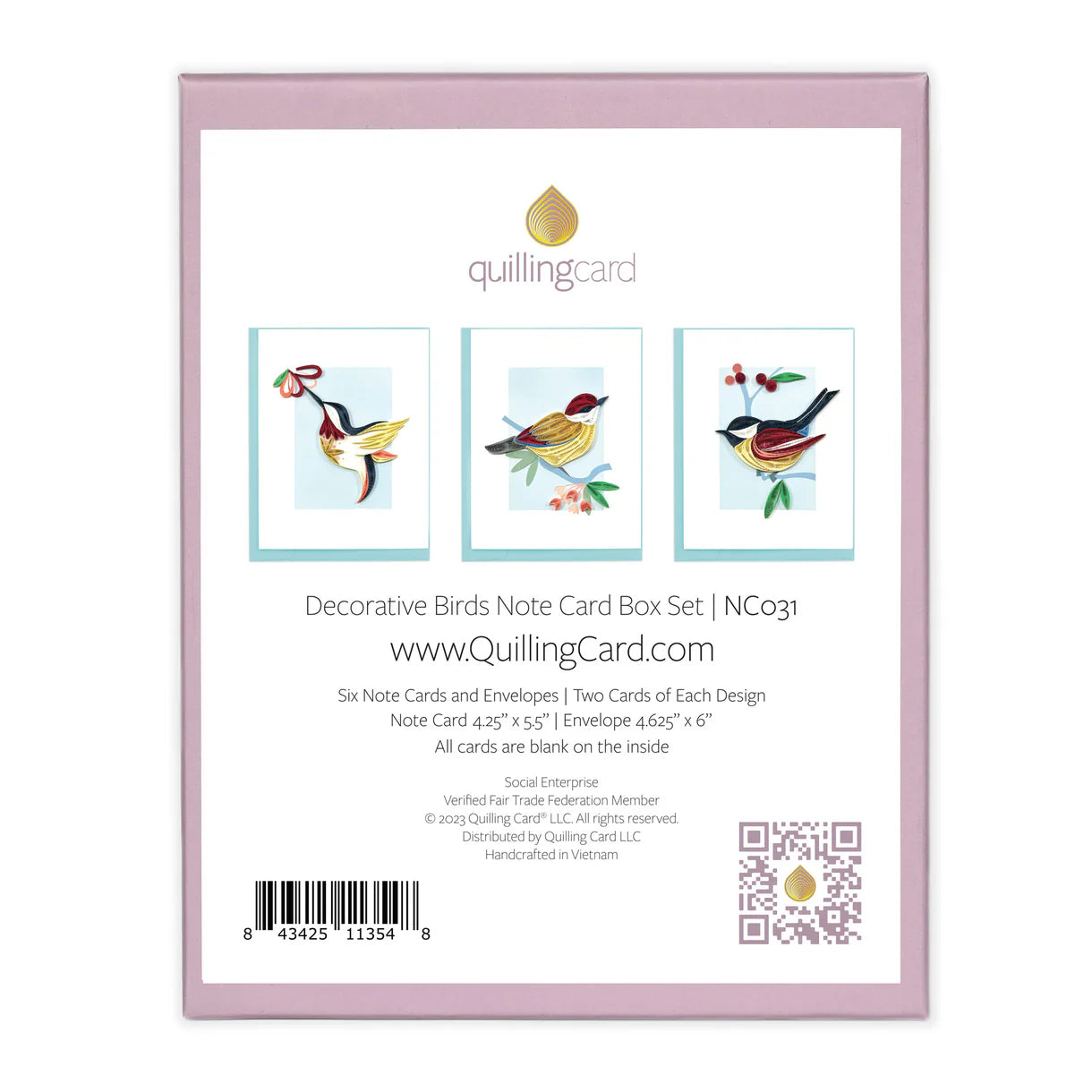 Decorative Birds Note Card Set of 6